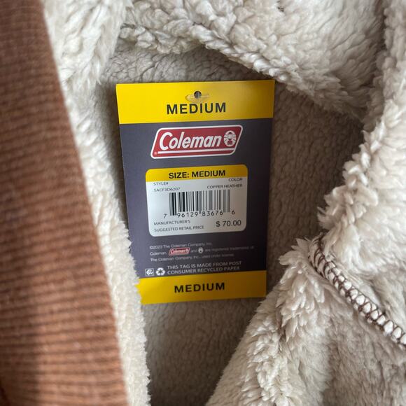 Coleman Men's Sherpa Lined Long Sleeve Crew Shirt Medium in Copper Heather NWT - Picture 7 of 9